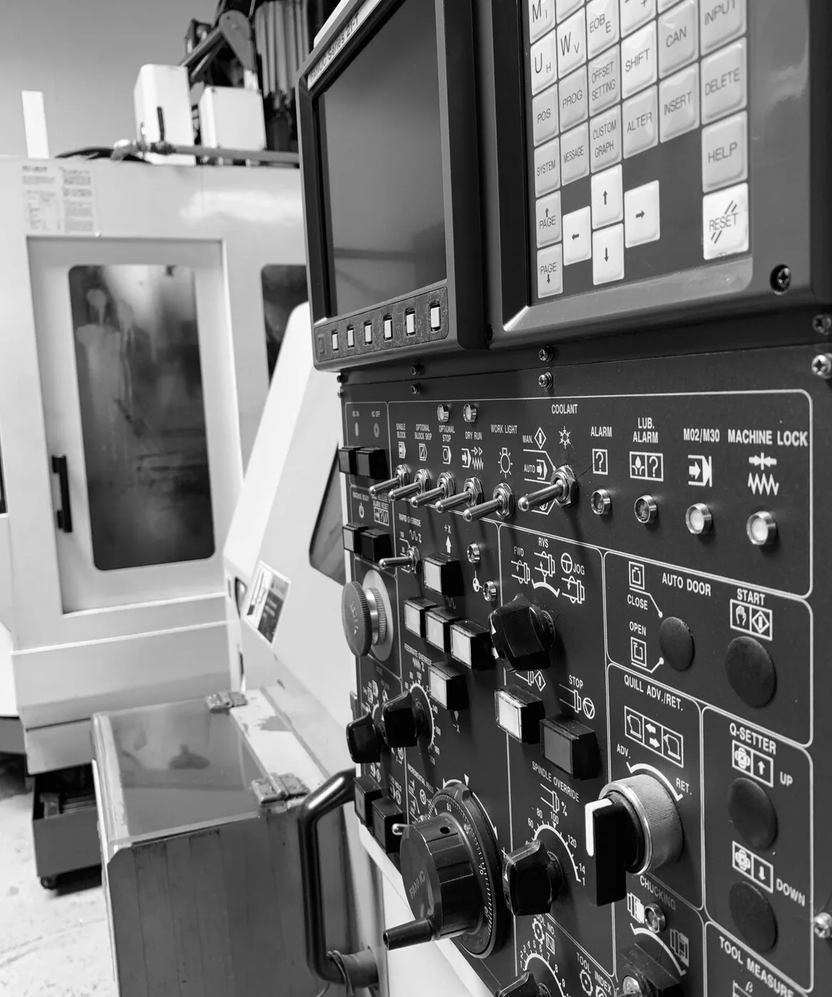 Industrial electronic controls and wiring inside a control cabinet